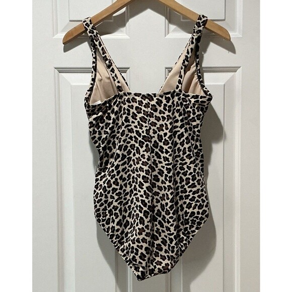 NEW Ruched Shaping Swimsuit Adjustable Padded UPF 50 Animal Print Size 10 - Picture 5 of 10
